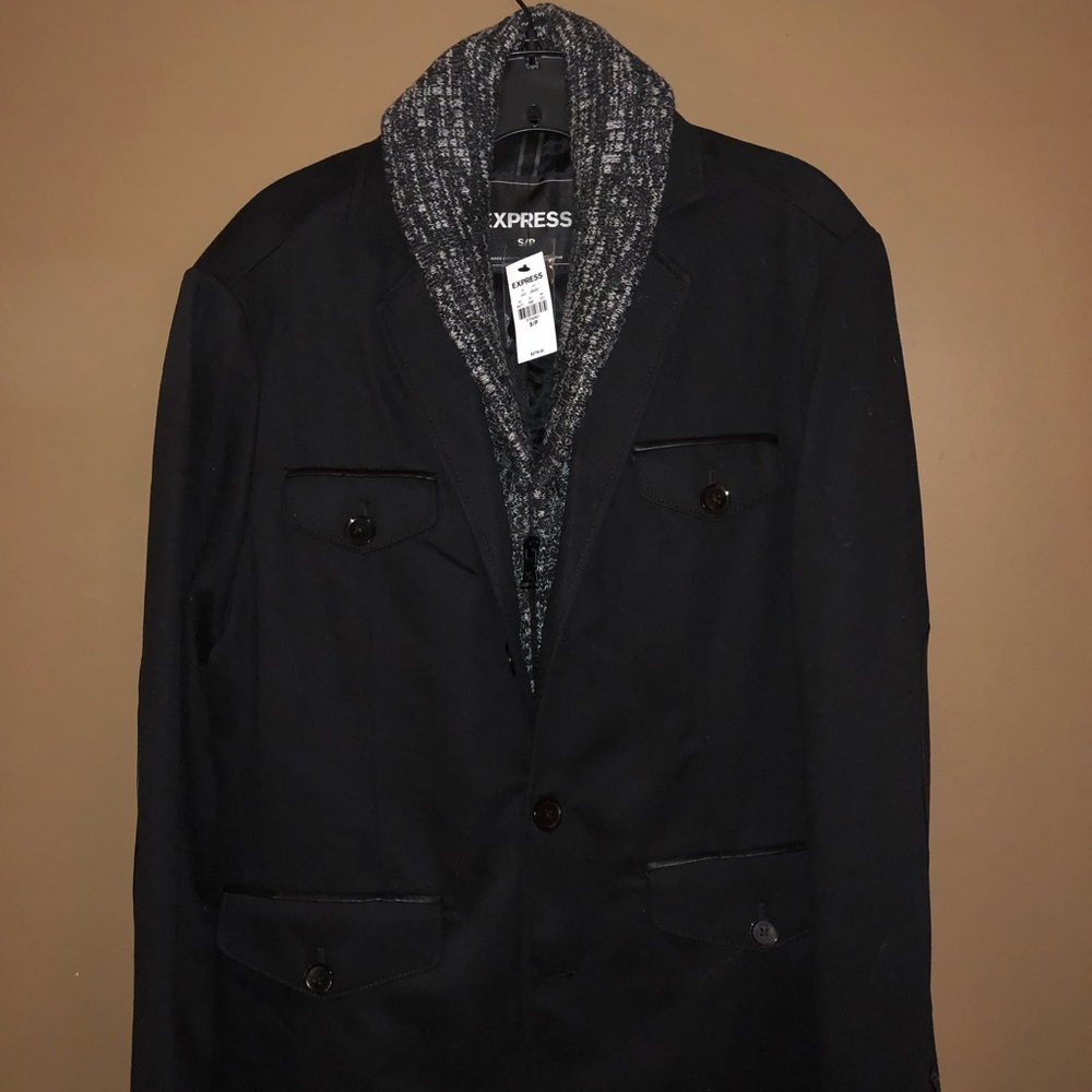 Men’s Express Winter Dress Coat with Fabric Scarf